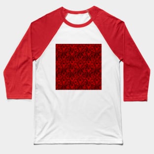 Black Floral Ornament Red Pattern Baseball T-Shirt